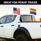 G128 Combo Pack: American USA Car Flag & LGBT Rainbow Pride Car Flag 11x17 In | Both Double Sided Printed 150D Polyester | Flagpole Included | Perfect for Festival Celebrations, Parades